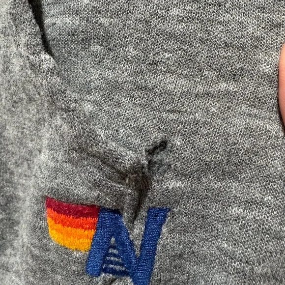 Aviator Nation Gray Zip Hoodie with Retro Sunset Stripes Size L - Picture 6 of 8